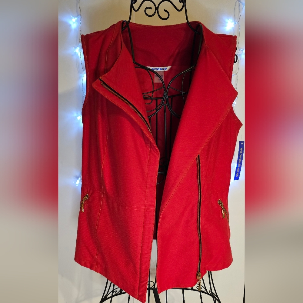 Nygard red denim vest